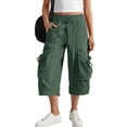 thumbnail image 2 of Womens Capris with Pockets Loose Fit Casual Capri Pants Dressy Lightweight Ladies Baggy Cargo Pants for Hiking Green, XL, 2 of 3