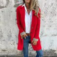 thumbnail image 2 of Coats for Women Single Breasted Trench Coat Fashion A-Line Fall Winter Jackets, Mid-Length Pure Color Outerwear for Daily Use,Red,3XL, 2 of 4