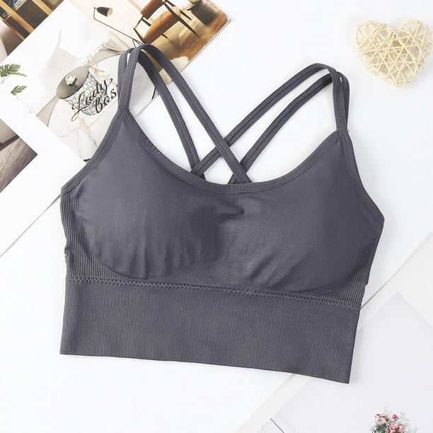 Sujetador deportivo con espalda cruzada y espalda en U sin aro que envuelve el pecho para mujer