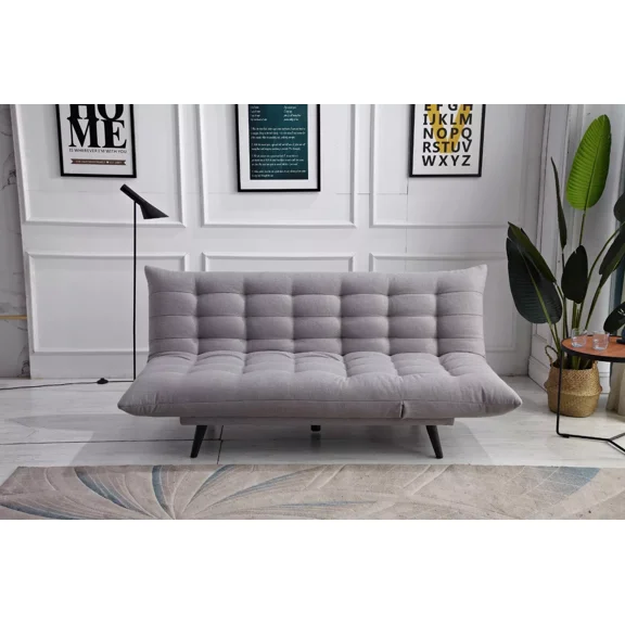 3-Fold Convertible Futon Sofa Bed - Dark Gray, Light Gray & Beige