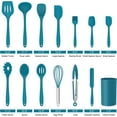 thumbnail image 4 of Walchoice 14 Pcs Cooking Utensils Set with Holder, Heat Resistant Silicone Kitchen Cookware Utensils Set, Kitchen Cooking Tools Includes Spatula Spoon Turner Whisk Tong, Blue, 4 of 7