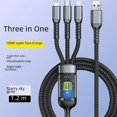 thumbnail image 1 of Cable de datos trenzado de carga ultrarrápida de 100 W, uno a tres, regalo, cable de carga flash tres en uno, cable de carga de 6 A, 1 of 4