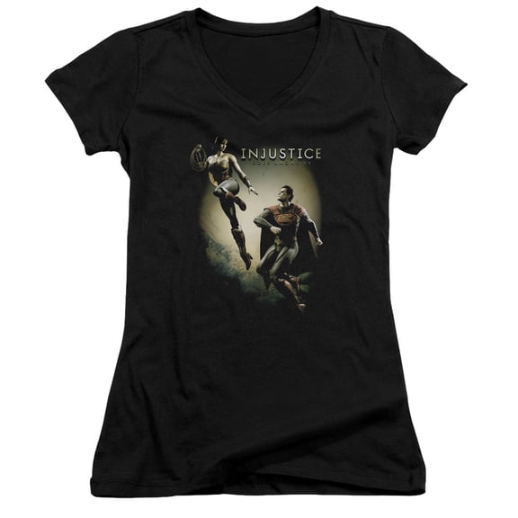 Injustice Gods Among Us Battle Of The Gods Junior Women's T-Shirt V-Neck Black