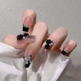 thumbnail image 2 of FCOGIN Medium Coffin, 24 Pieces, Pink, Black, Rhinestone Glitter Acrylic False Nail, Press on Nail, 2 of 6
