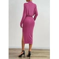 thumbnail image 5 of PRETTYGARDEN Turtle Neck Dresses for Women Fall Knit Outfits Slit Elastic Waist Long Sleeve Bodycon Midi Sweater Dress, 5 of 9