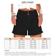 thumbnail image 2 of Pantalones cortos de verano para mujer, cintura alta, ribete plisado, dobladillo enrollado, cierre de hebillas, pantalones cortos casuales con bolsillos laterales, negro XS, 2 of 2