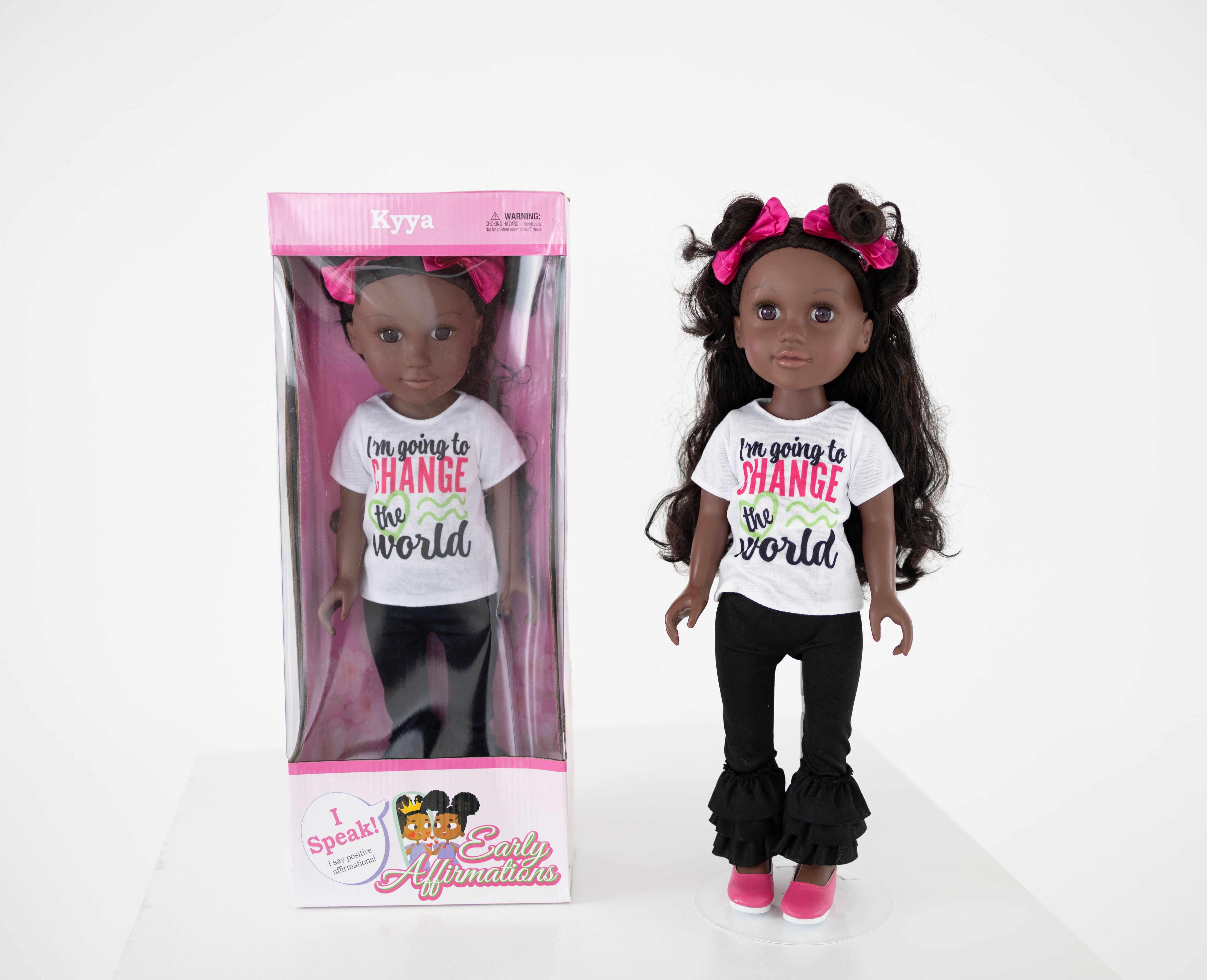Early Affirmation Dolls Kyya Doll, 18 Inches Premium Talking Doll, African American, Black Hair