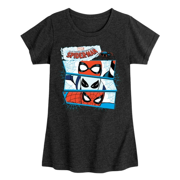Marvel Your Friendly Neighborhood Spider-Man - Spider Suit Masks - Toddler And Youth Girls Fitted Short Sleeve Graphic T-Shirt
