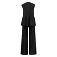 thumbnail image 5 of Women's New V Neck Sleeveless Top Vest Trouser Suit Women Europe And America New Solid Color Temperament Two Piece Trouser Suit Women Cropped Pants, 5 of 5
