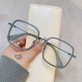 thumbnail image 1 of Gafas de sol con montura transparente vintage para mujer, con espejo plano y antiluz azul, estilo coreano, con montura grande para adelgazar y miopía, 1 of 5