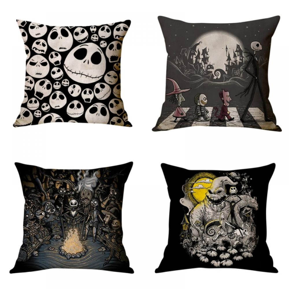 Skull Pattern Halloween Linen Throw Pillow Case Cushion Cover For Car Sofa 18"
