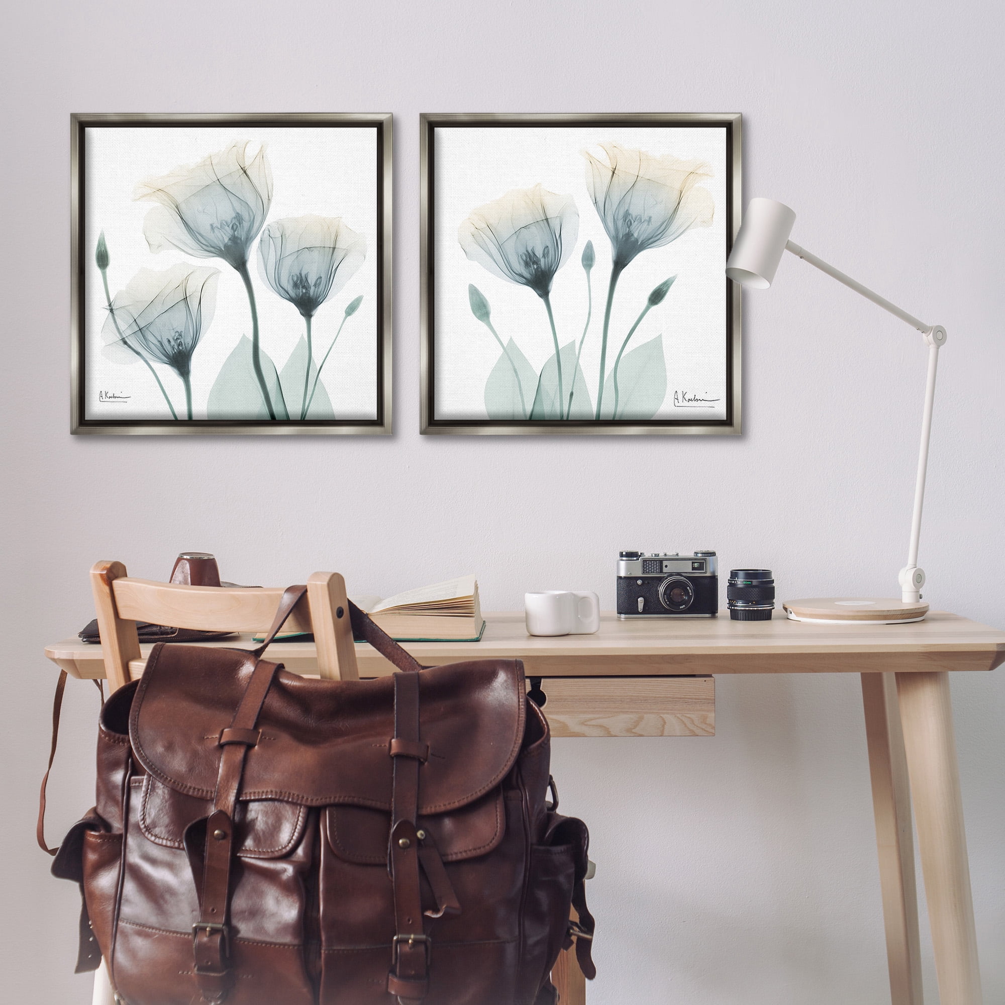 Stupell Industries Budding Opaque Tulips Botanical & Floral Photography Gray Floater Framed Canvas Art Print Wall Art, 25 x 25, Set of 2
