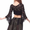 thumbnail image 5 of Qulqfy Women's Tie Front Bolero Shrug Lace Flare Sleeve Black Sheer Flowy Cardigans Womens Latin Dance Tops, 5 of 7