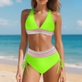 thumbnail image 1 of WILLBEST Trajes de Baño Mujer Completo Conjuntos de Bikini de Cintura Alta Para Mujer Trajes de Baño de Dos Piezas Con Cordón y Bloques de Color, 1 of 5