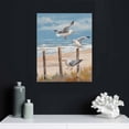 thumbnail image 4 of Creowell Beach Wall Art Bathroom Decor Ocean Theme Canvas Print Coastal Painting Perching Bird by The Sea Shore Abstract Seascape Picture Framed Artwork for Bedroom Living Room 16x20 in/12x16 in, 4 of 4