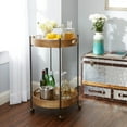 Silverwood Miles 2Tier 33" Tall Brown Round Bar Cart/Kitchen Serving