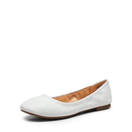 DREAM PAIRS Women s Round Toe Ballet Flats Slip On Comfortable Ballerina Walking Flats Shoes WHITE Size 7.5
