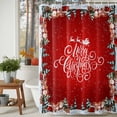 thumbnail image 4 of Red Christmas Shower Curtain, Winter Santa Claus Snowman Deer Pine Tree Waterproof Fabric Shower Curtains with 12 Hooks, Bathroom Curtain Set for Bathroom Accessories Decor, 72 x 78 Inches, 4 of 9