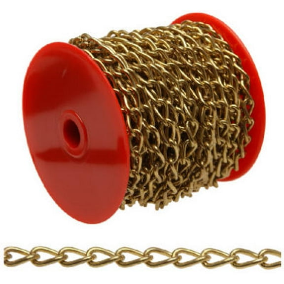 Campbell 0717017 Twist Chain, #70, 82 ft L, 5 lb Working Load, Brass
