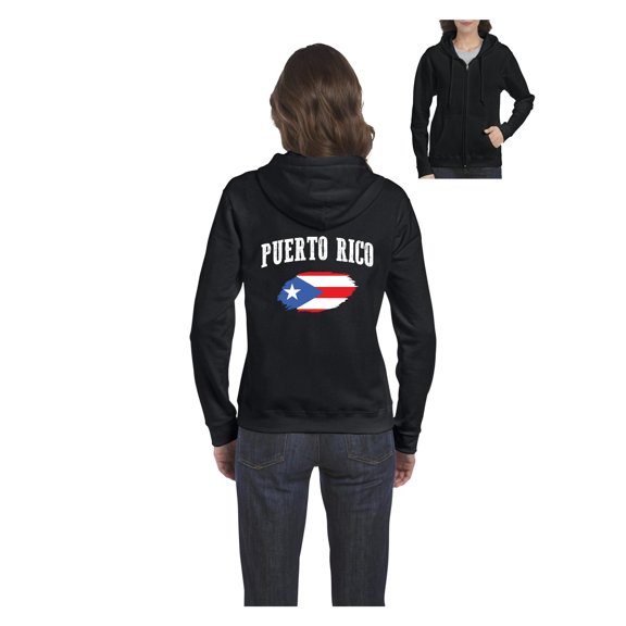 Women's Sweatshirt Full-Zip Pullover - Puerto Rico Flag