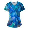 thumbnail image 1 of Uniforme de trabajo estampado SCZ mujer camiseta de bolsillo top manga corta azul 2xl, 1 of 3