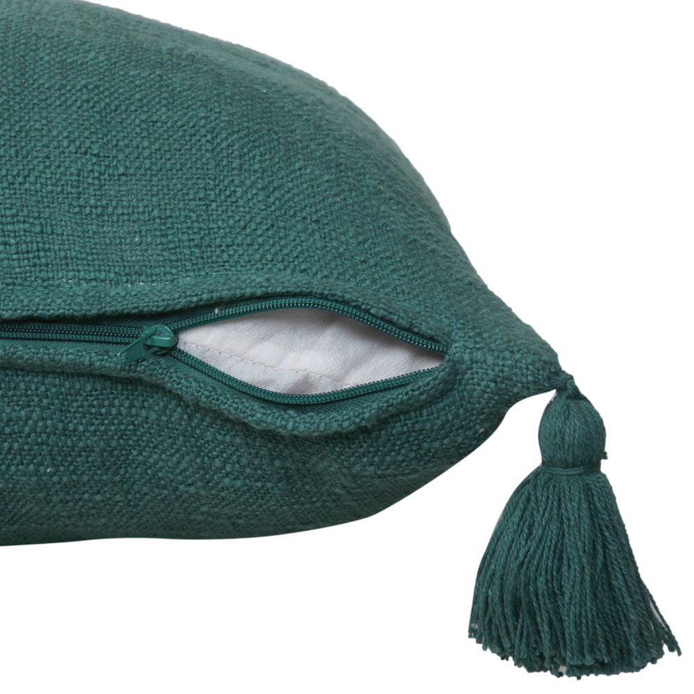 LR Home Ox Bay Hand-Woven Green Solid All-Natural Cotton Pillow Cover