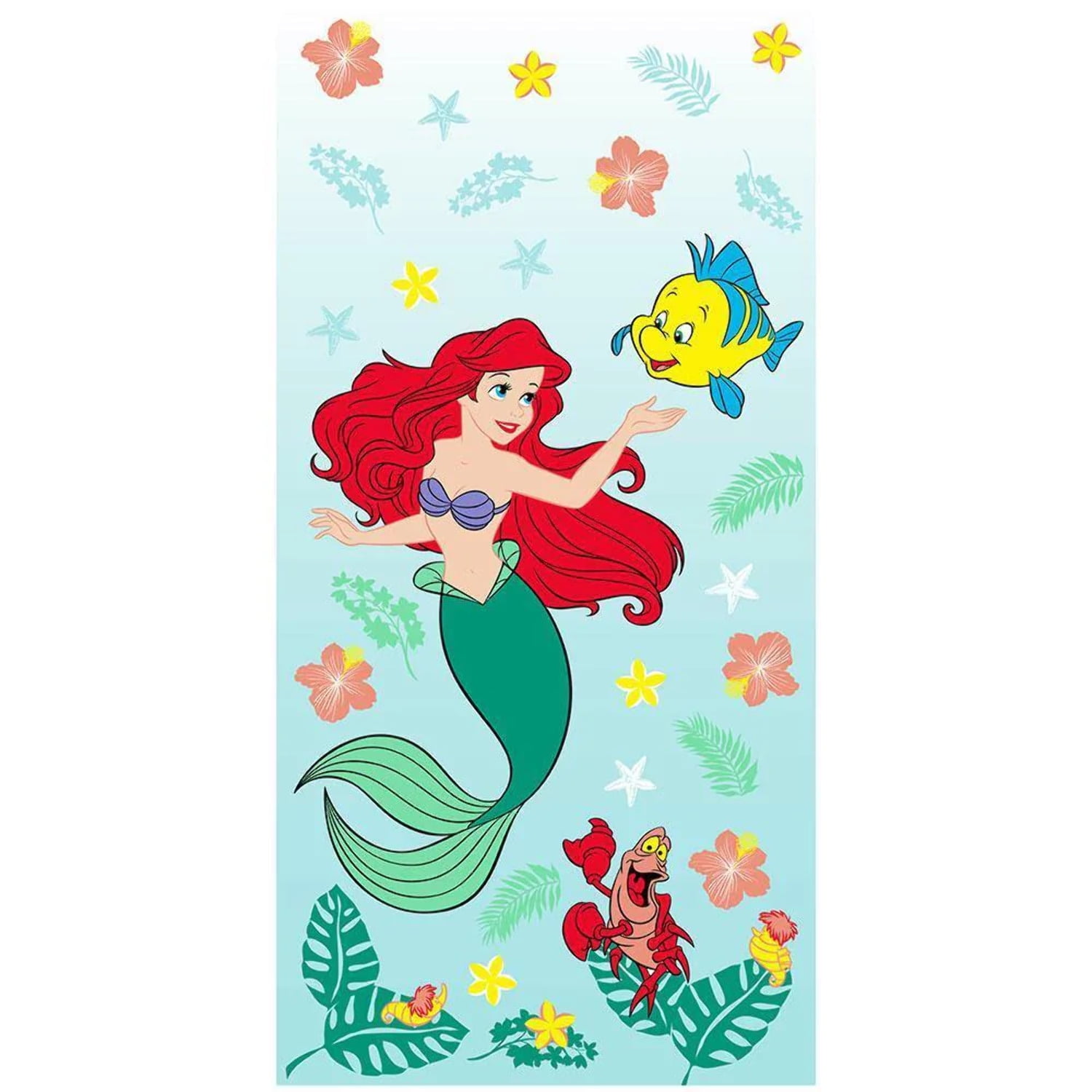 Disney The Little Mermaid Ariel Poncho Girls Hooded Beach Towel 23.6"× 47.2" In. 