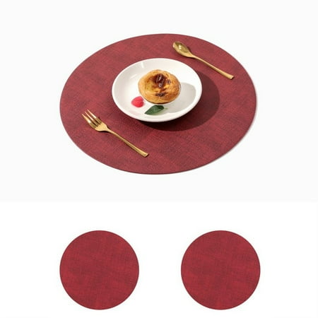 

Fancy Faux Leather Heat Resistant Placemats – Waterproof Double-sided Dining Place Mats for Indoor & Outdoor Easy to Clean Wine red