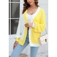 thumbnail image 5 of Asymmetrical Vibrant Color Block Cardigan Sweater Thigh Length Long Sleeves for Women Yellow Medium, 5 of 5