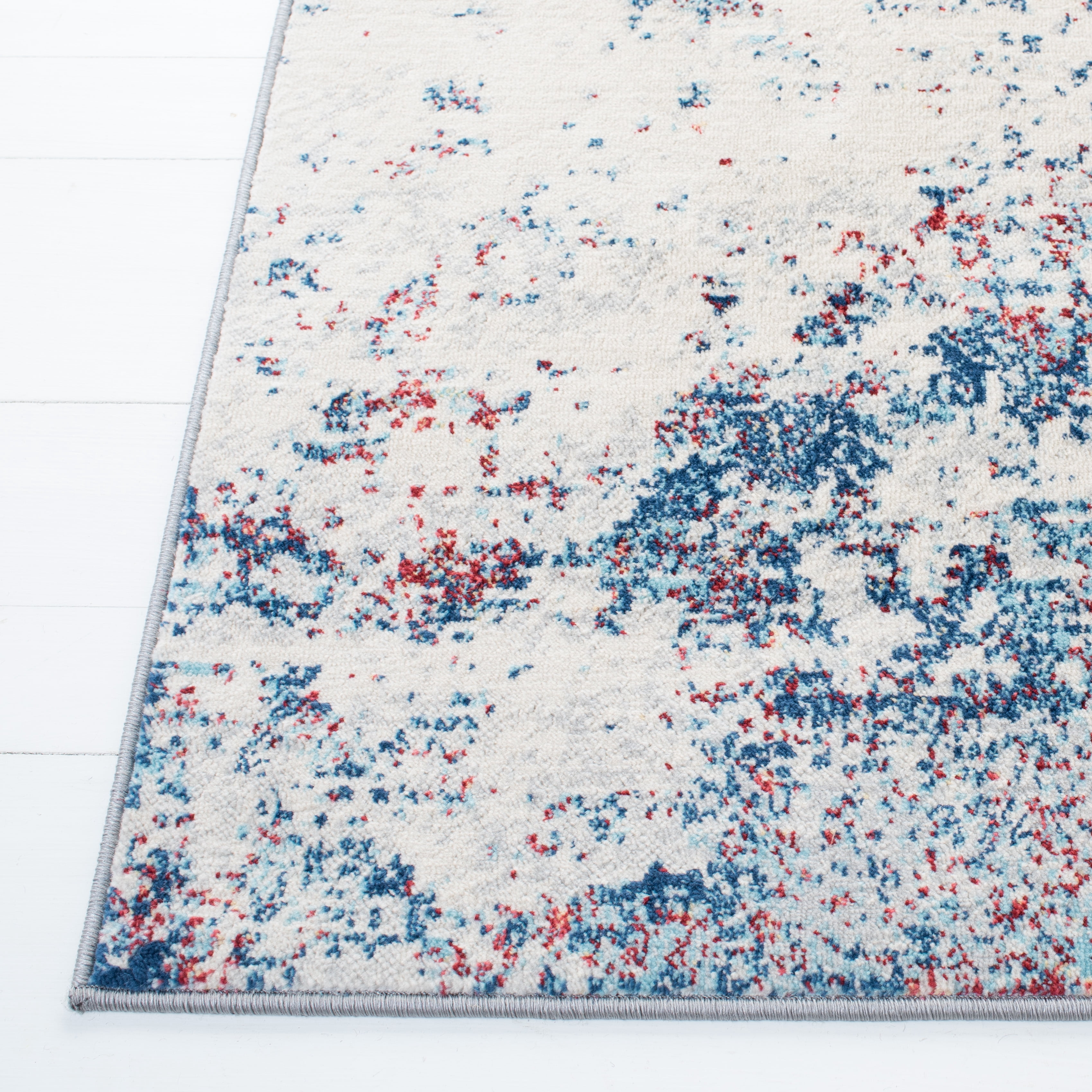 SAFAVIEH Brentwood Ainslee Abstract Area Rug, Navy/Red, 5' x 5' Square