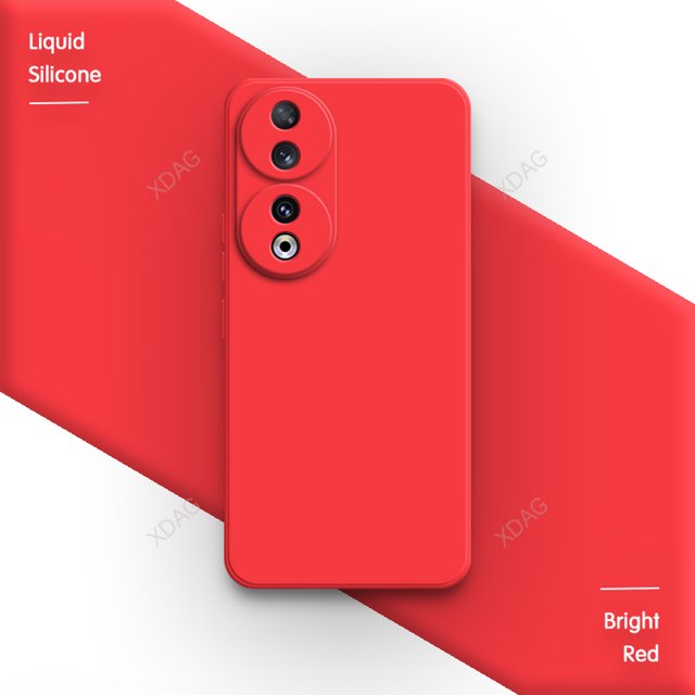 Camera Protection Back Cover for Honor 90 Pro Honor90 90Pro 5G Soft Square Liquid Silicone Funda Original Shockproof Luxury Case Bright Red Honor 90 Pro