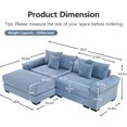 thumbnail image 2 of 92" Oversized Cloud Modular L-Shape Sectional Couch|Corduroy Fabric|with Chaise|Deep Seat Wide Armrests|Ergonomic Design|6 Throw Pillows|Easy Assembly for Living Room Apartment - Blue, 2 of 9