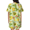 thumbnail image 3 of Kdxio Cartoon Dinosaurs Print Pajamas Sets for Women Short-Sleeved Pjs with Lounge Shorts Two Piece Sleepwear S-4XL, 3 of 8