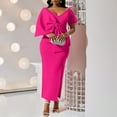 thumbnail image 2 of AURA Plus Size Women Sexy V Neck Big Bow High Waist Split Maxi Party Dress Elegant Bodycon Evening Gown, 2 of 8