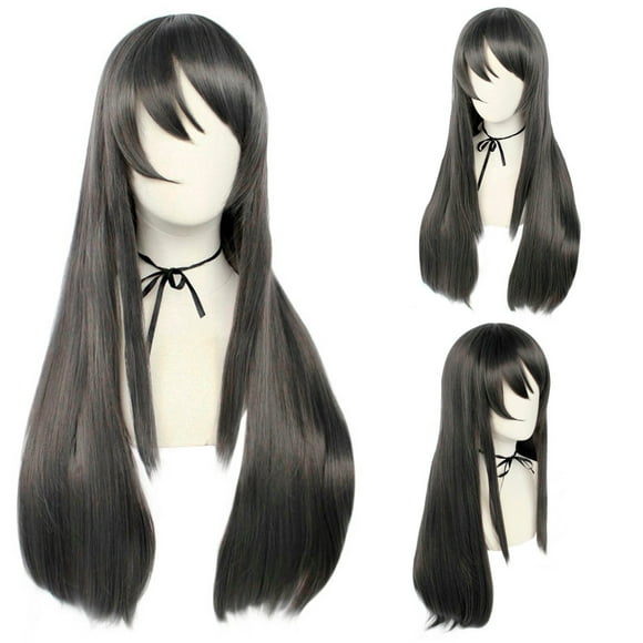RKSTN Wigs Human Hair Dark Gray Wig Long Hair Up Wig Natural Curly Wig Cosplay Wig Glueless Wigs