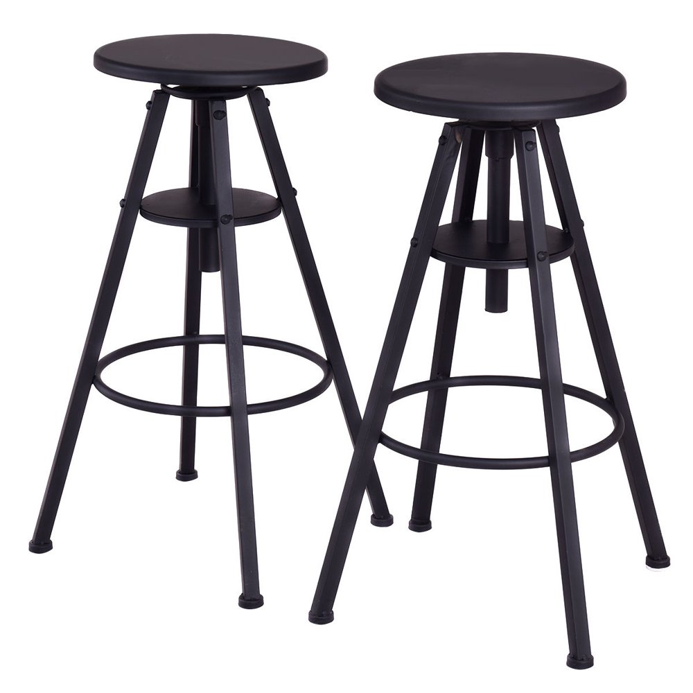 Costway Set of 2 Vintage Bar Stools Height Adjustable Metal Pub Chairs