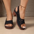 thumbnail image 2 of Rokment Womens Platform High Heels Dressy Sandals 2026 Fashion Hollow out Leather Open Toe Chunky Block Stackable Heeled Adjustable Slingback Dress Summer Shoes for Ladies Black Size 6.5, 2 of 8