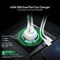 thumbnail image 6 of Esoulk 60W PPS Dual USB-C Ports, Fast Charging Car Charger with Glass Screen Protector for iPhone 15 - White, 6 of 9
