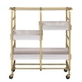 thumbnail image 2 of Benjara Metal Frame Serving Cart with Adjustable Compartments,Gold and Washed White, 2 of 5