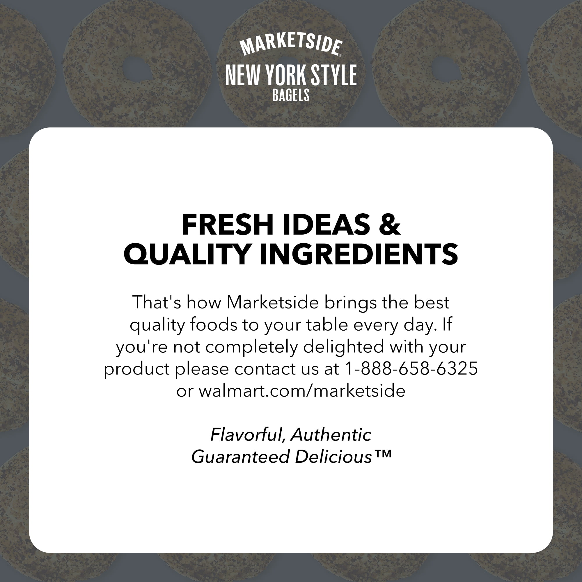 Marketside Fresh Pre-Sliced Everything Bagels, New York Style, 22.8oz, 6 Count