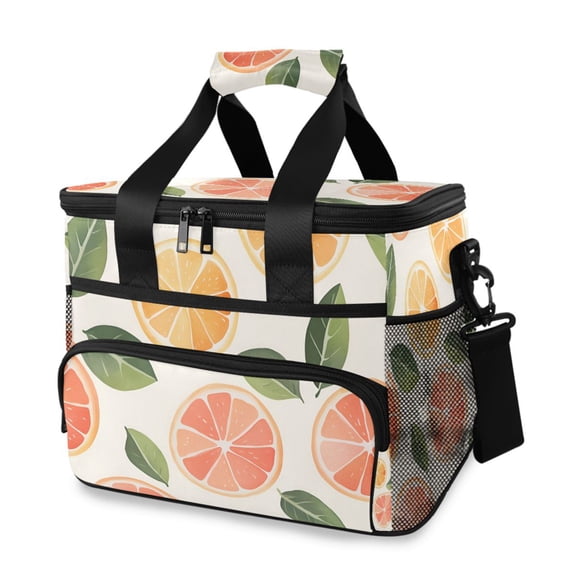FORMRS Insulated Cooler Bag 24 Cans Capacity Soft Leakproof Lunch Box with Side Pockets, Watercolor Orange