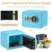 LOCKSWORTH 0.25 Cubic Feet Electronic Digital Safe Box, Steel Money Safe Box for Home with Fireproof Money Bag for Cash Safe Hidden, Blue