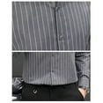 thumbnail image 4 of Men Casual Shirt Men's Striped Print Single-breasted Dress Shirt with Turn-down Collar Long Sleeves Business Style Striped Print Shirt, 4 of 6