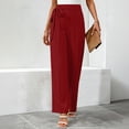 thumbnail image 2 of Cmfcve Women's Plus Size Elegant Side Tie Waist Work Office Trousers High Waisted Wide Leg Pants Business Casual Straight Leg Pants, 2 of 5