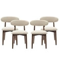 thumbnail image 3 of MALOL Wooden Dining Chairs Set of 4, Modern Fabric Upholstered Kitchen Side Chairs, Farmhouse Dining Room Chair Thick Padded with Foot Pegs, Beige, 3 of 11