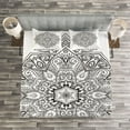 thumbnail image 3 of Ambesonne Mandala Quilted Bedspread Set 3 Pcs, Eastern Psychedelic, King Size, White Charcoal Grey, 3 of 3