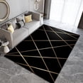thumbnail image 2 of Light Luxury Modern Geometric Black Gold Lines Area Rug, Indoor Non-Slip Rugs, Machine Washable Breathable Durable Carpet for Front Entrance Floor Decor-3x5ft, 2 of 7