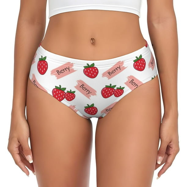 Fotbe Strawberry Calzones Estampados para Mujer – Ropa Interior de Algodón, Cómoda, Suave y Elástica-Small
