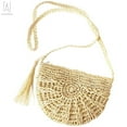 thumbnail image 2 of Gustave Women Straw Bags Handmade Woven Bag Summer Beach Rattan Shoulder Bag Sling Crossbody Purse with Tassels Bohemia Handbag (Beige), 2 of 9