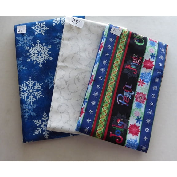 Jingle Stripes and Snow on Blue 2yds 17in Last the Best End of Bolt